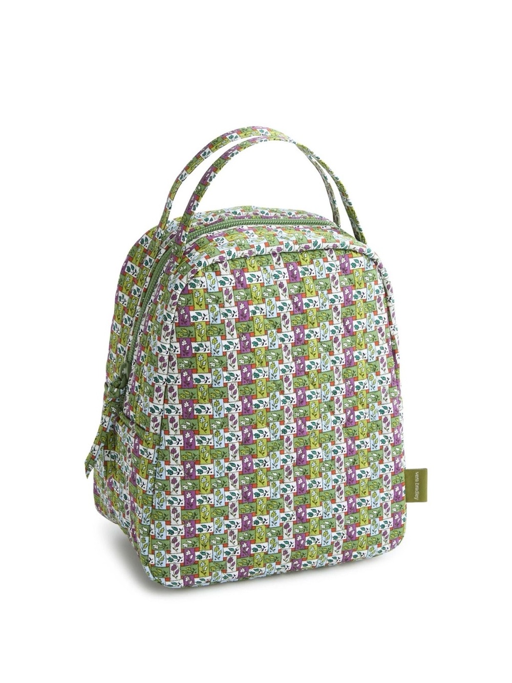Vera Bradley Quilted Green Premium Cotton Ribbon Plaid Floral Lunch Bag Tote